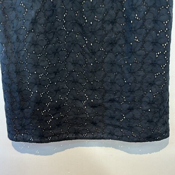 Loft black cotton eyelet sleeveless shift dress size 10P - Picture 3 of 7